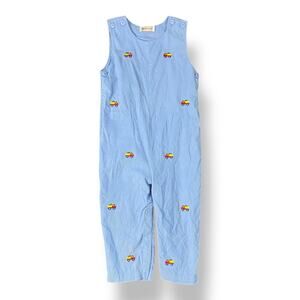 Baby Luigi Embroidered Truck‎ Corduroy Longall Romper Babies Size 24M Blue